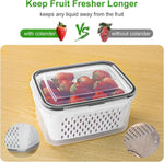 Fruit Storage Containers for Fridge with Removable Colander, Airtight Food Storage Container, Dishwasher Safe Produce Saver for Refrigerator, 4 PCS Small Clear