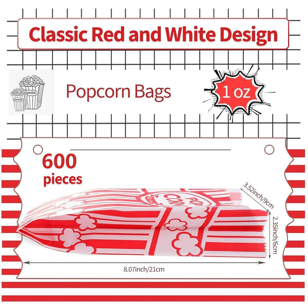 600 pack 1oz popcorn bags for popcorn machines and movie nights