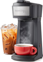 Compact single-serve coffee maker with 14Oz. thermal travel mug and reusable filter