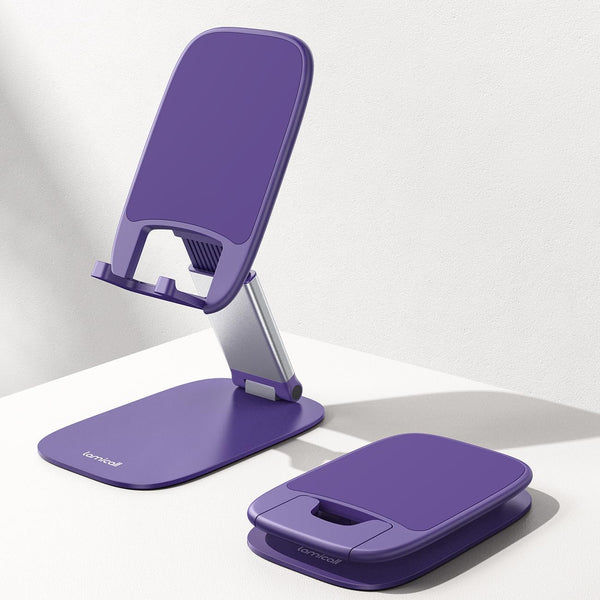 Lamicall Ultra-Thin Phone Stand for Desk, Height Adjustable, Sturdy Weighted Base, Thick Case Friendly