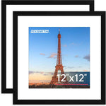 FIXSMITH 8x10 Picture Frame Set of 2, Photo Frame with HD Plexiglass, Display Pictures 5x7 with Mat or 8x10 Without Mat Multi Picture Frames Collage for Tabletop or Wall Display, Black