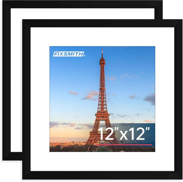 FIXSMITH 8x10 Picture Frame Set of 2, Photo Frame with HD Plexiglass, Display Pictures 5x7 with Mat or 8x10 Without Mat Multi Picture Frames Collage for Tabletop or Wall Display, Black