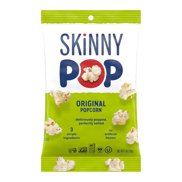 SkinnyPop Original Popcorn, 12-count, 1oz Individual Size Snack Bags, Gluten Free, Dairy Free, Non-GMO