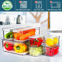14 Pack Fridge Organizers and Storage - Refrigerator Organizer Bins with Lids, BPA-Free Fridge Organization, Fruit Storage Containers for Fridge, Vegetable, Food, Drinks, Cereals, Clear
