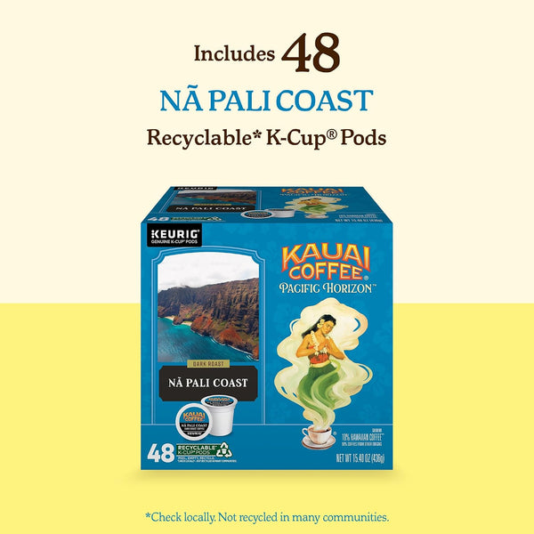 Kauai Coffee K-Cup Pods for Keurig Brewers, Dark Roast, 48 Single Serve Pods