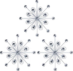 hogardeck Metal Flower Wall Decor, 11inch Silver Metal Jeweled Wall Art Bling Crystal Home Décor, Sun Burst Rhinestone Wall Hanging Diamond Accents for for Indoor, Outdoor, Living Room, Bedroom
