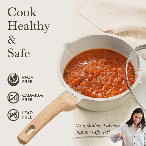 CAROTE 1.5Qt & 3.0Qt Nonstick Sauce Pan Sets with Lid Cooking Pots