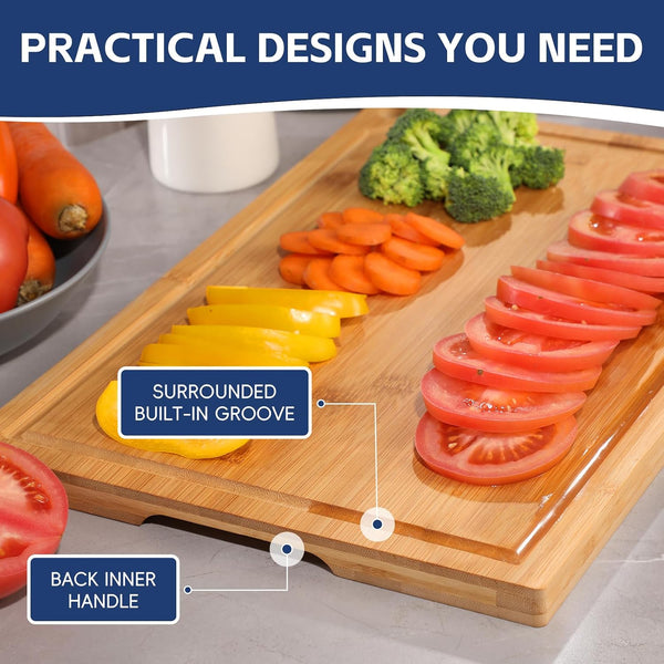 Hiware 3-piece Bamboo Cutting Boards for Kitchen