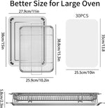 Air Fryer Basket for Oven, OPENICE 15.3" x 11.0" Large Air Fryer Tray and Pan with 30PCS Parchment Papers, Stainless Steel Oven Air Fryer Basket and Tray for Baking Grilling