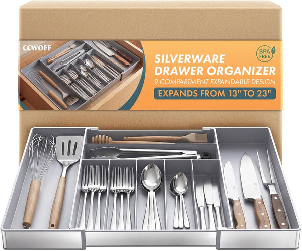 Extra Large Silverware Organizer for Kitchen Drawers and Utensil Holder