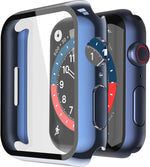 Misxi 2 Pack Tempered Glass Case Compatible for Apple Watch Series 11 (2025) Series 10 46mm, Screen Protector Cover for iWatch, Black