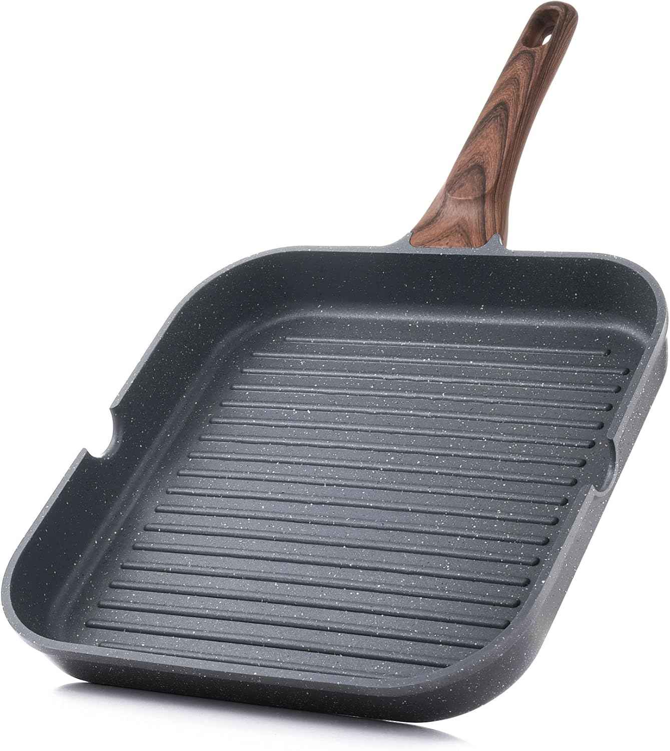 SENSARTE 9.5 inch nonstick grill pan, PFOA free, versatile griddle for stove tops and outdoor grilling.