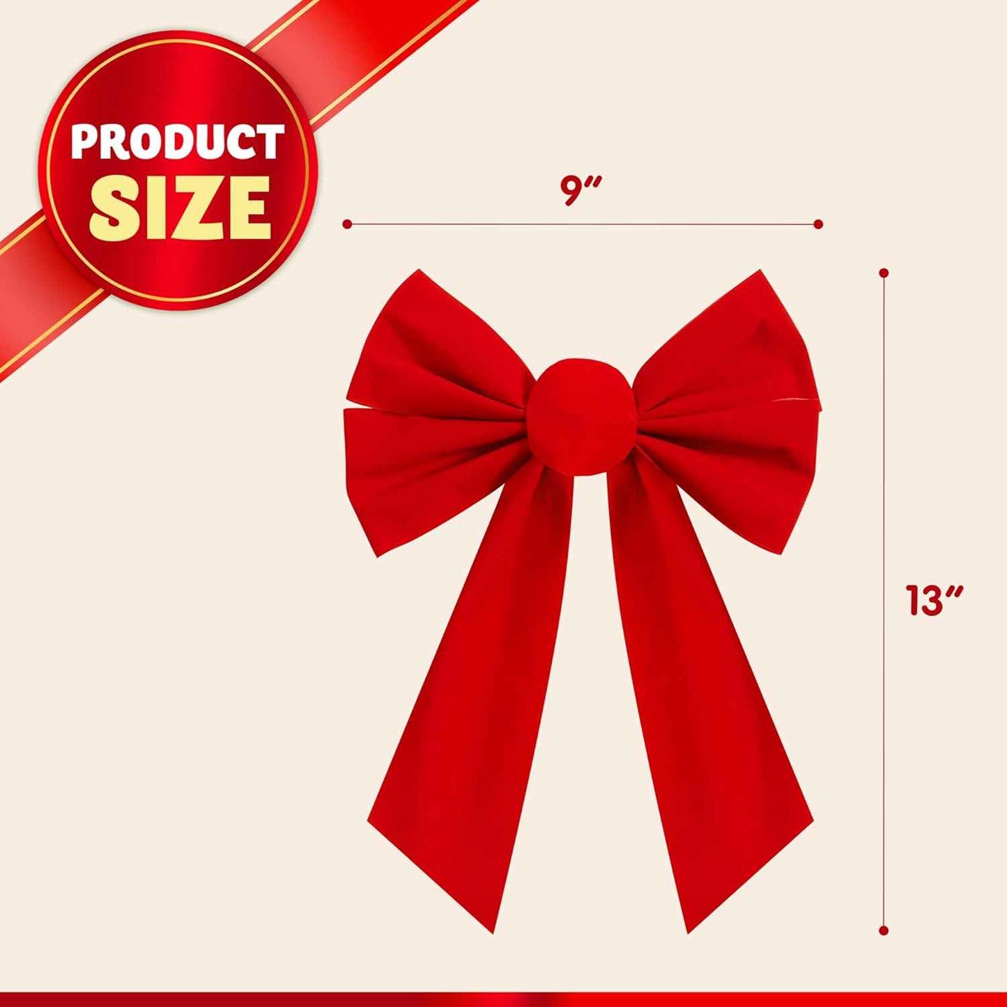 JOYIN 12 Pack Christmas Red Velvet Bows, 13" Long by 9" Wide Decorative Christmas Bows for Wreath Garland Tree Decor, Indoor Outdoor Holiday Decorations