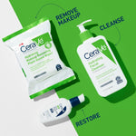 cerave plant-based face wipes, hydrating makeup remover, biodegradable, fragrance-free, 25-count, sensitive skin