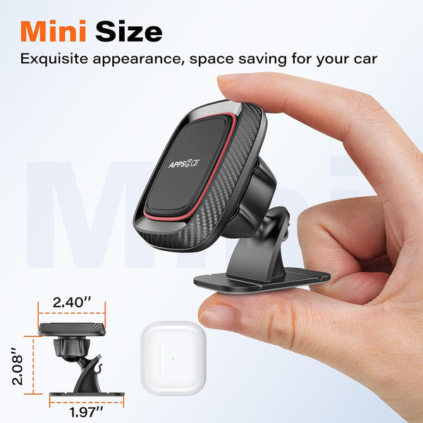 [2 Pack] Magnetic Phone Holder for Car, APPS2Car Dashboard Magnetic Car Phone Holder Mount with Strong VHB Adhesive Mounting, Requires Metal Plate for Use, Compatible with Most Phones(Not for Magsafe)
