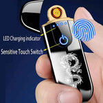 Dragon Smart USB Rechargeable Mini Electric Lighter - Touch Ignition, Windproof, Flameless Plasma Lighter with Battery Indicator