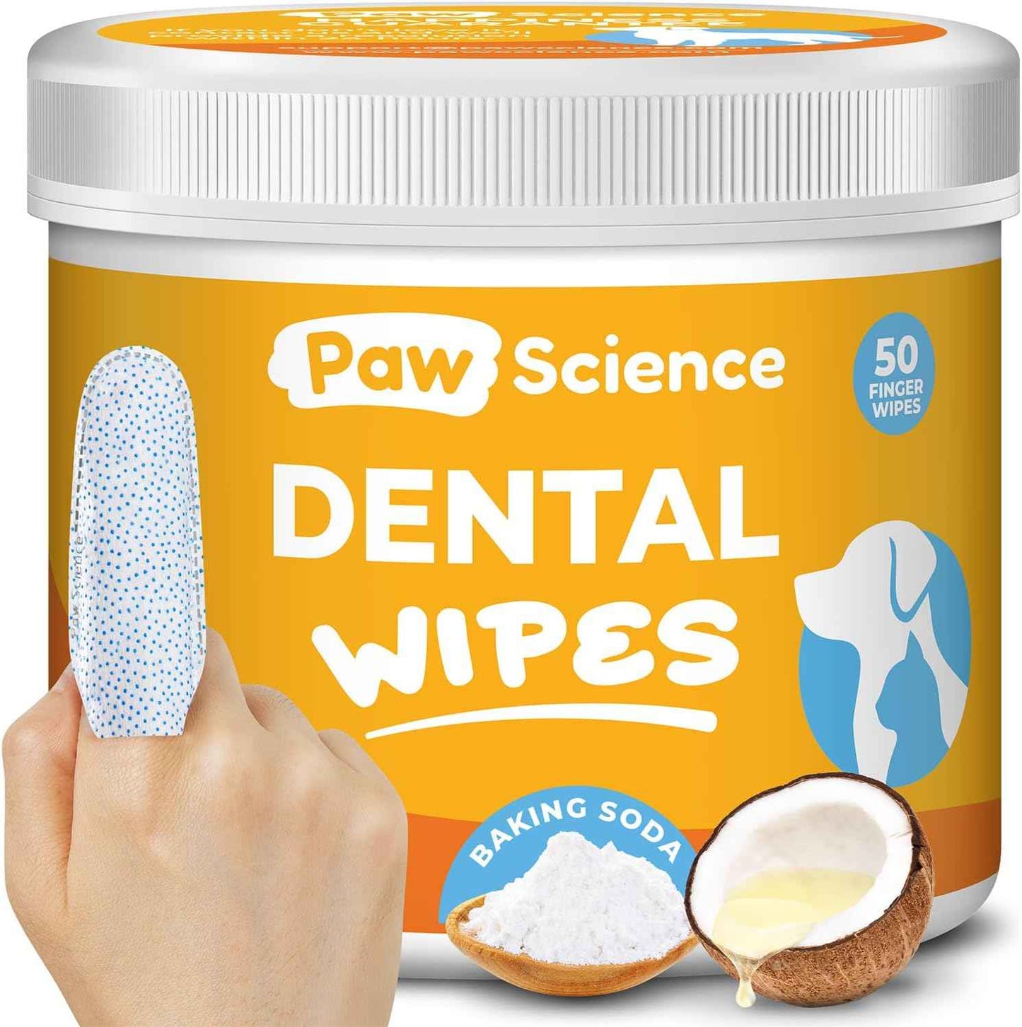 Dog & Cat Teeth Cleaning Wipes - Dental Finger Wipes for Cats & Dogs - Pet Toothbrush & Tooth Brushing Kit - Effective Teeth Cleaner (Unscented)