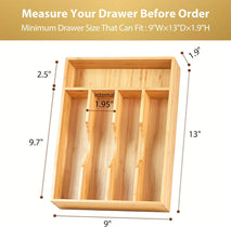 Bamboo kitchen drawer organizer for small drawers, 9 inch silverware tray holder