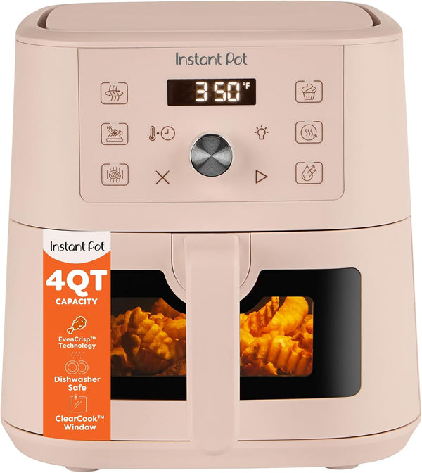 Instant Pot 4Qt Vortex 6-in-1 Mini Air Fryer, Custom Program Options, Air Fry, Broil, Roast, Dehydrate, Bake, Reheat, Black, 4 Quarts