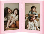 decorUhome Double 4x6 Picture Frame Vertical, Engineered Wood Bifold Photo Frame with Plexiglass for Tabletop Display, 4x6, Black