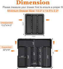 Large Utensil Drawer Organizer Expandable Silverware Organizer for Kitchen Drawer Adjustable Cooking Utensil Holder