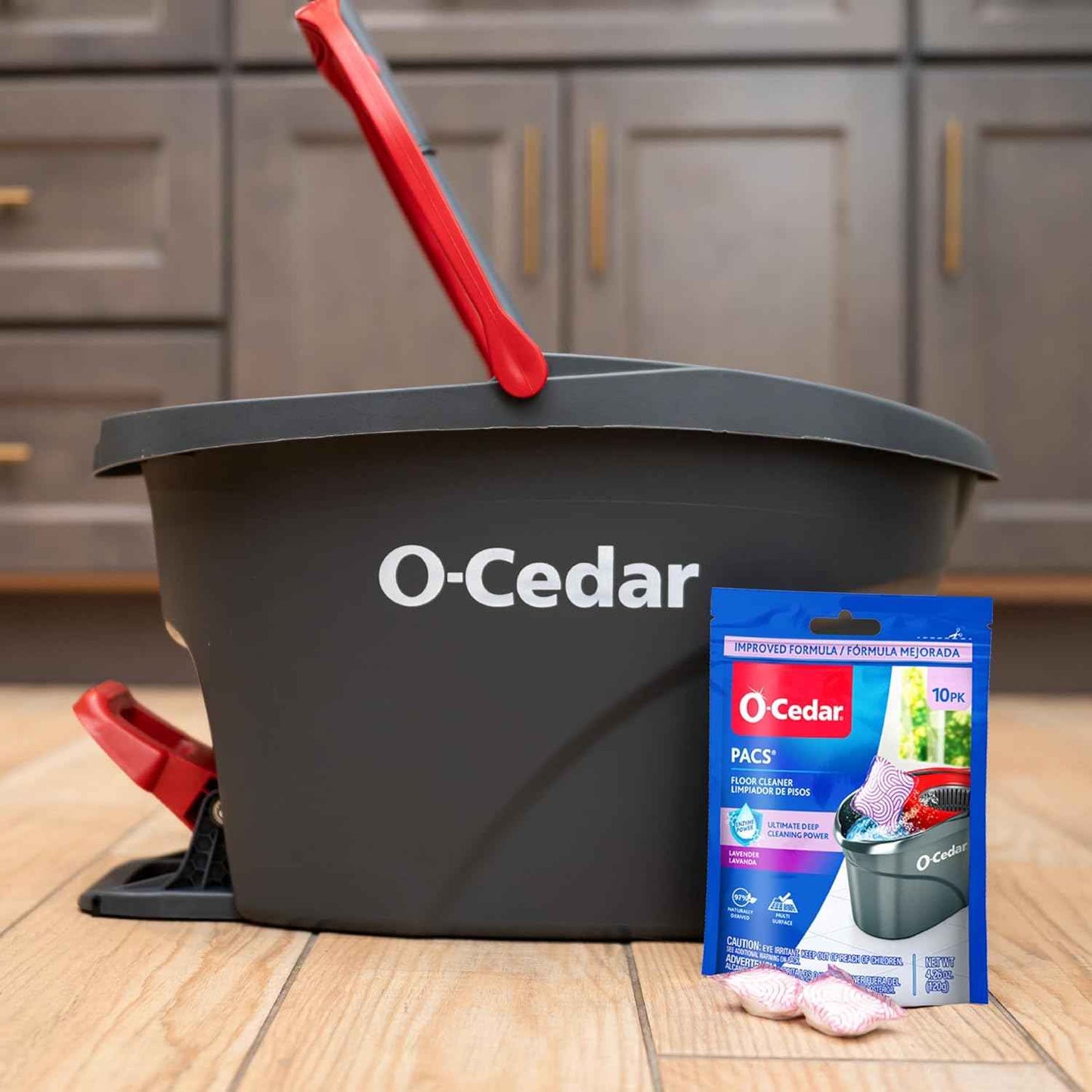 O-Cedar PACS Hard Floor Cleaner, Lavender Scent 10 Count (1-Pack) | Made with Naturally-Derived Ingredients | Safe to Use on All Hard Floors | Perfect for Mop Buckets