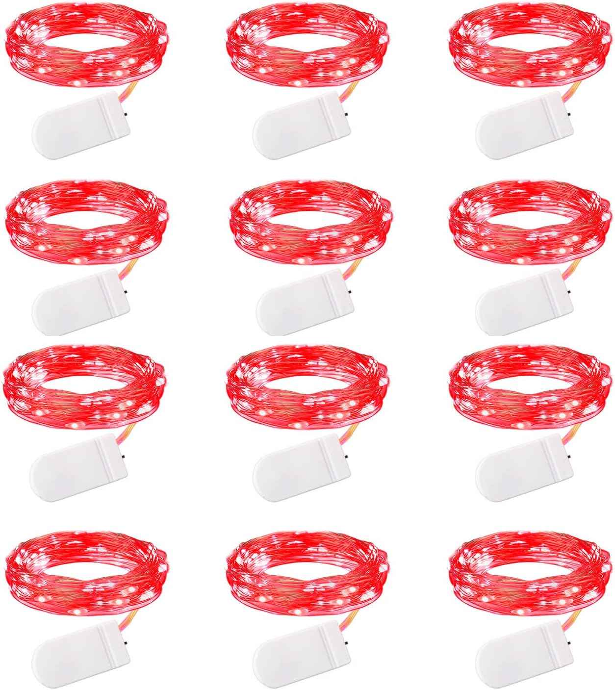 Brightown 12 Pack LED Fairy Lights, Battery Operated 7FT Firefly String Lights with 20 Waterproof LEDs on Silver Wire for DIY Crafts, Wedding Centerpieces, Party & Christmas Décor