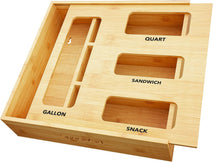Bamboo Bag Storage Organizer for Kitchen Drawer