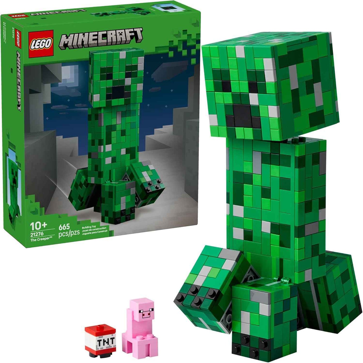 LEGO Minecraft The Creeper Kids Building Toy - Minecraft Toy for Boys & Girls, Ages 10+ - Room Decor for Gamers -W/ 1st Version Minifigure - Gift for Christmas - 21276