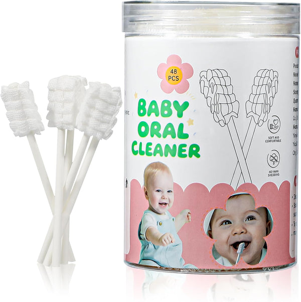 Baby VUXHUAR Tongue Cleaner, 48-Count, Soft Disposable Oral Care Gauze Swabs for 0-36 Months Newborns