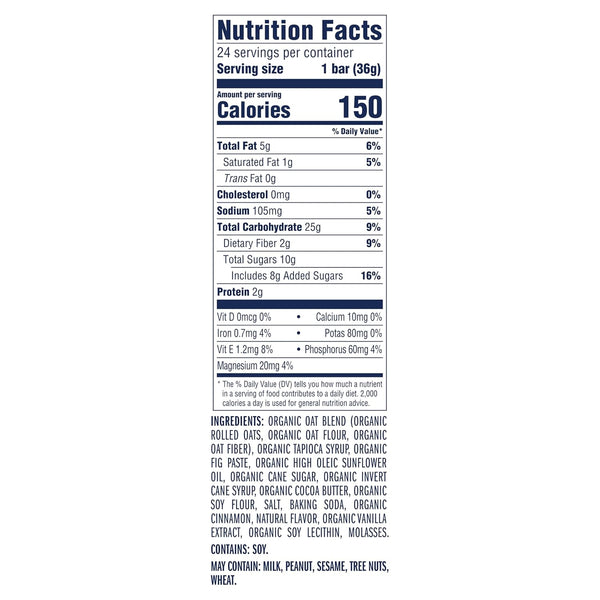 Zbar Iced Oatmeal Cookie Soft-Baked Energy Snack Bars, 24 Pack, USDA Organic, Non-GMO, 12g Whole Grains