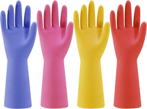 Rubber Kitchen Dishwashing Gloves - 4 Pairs Colorful Reusable Household Cleaning Gloves for Washing Dishes and Cleaning Tasks, Flexible Long-lasting and Non-Slip (Large, Blue+Pink+Yellow+Red)