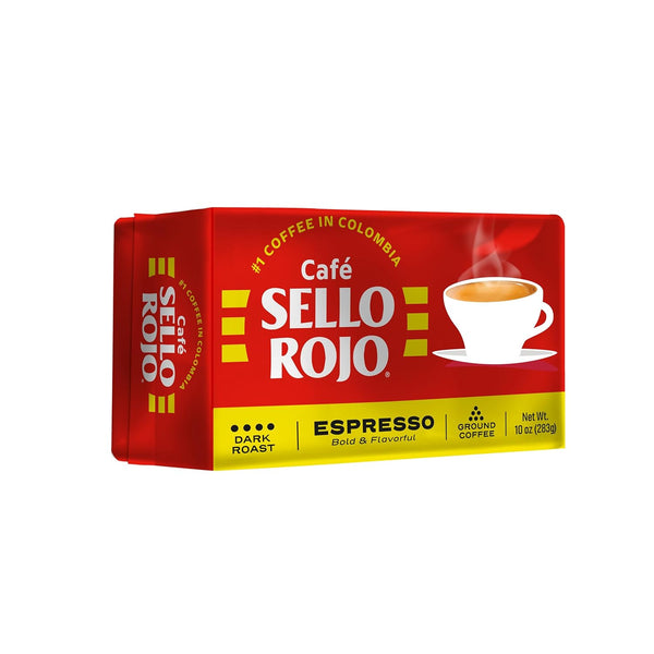 Sello Rojo Espresso Brick - Bold & Flavorful Colombian Ground Coffee, 10 oz