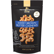 squirrel brand sweet brown butter cashews 3.5 ounces gluten free vegetarian resealable bag