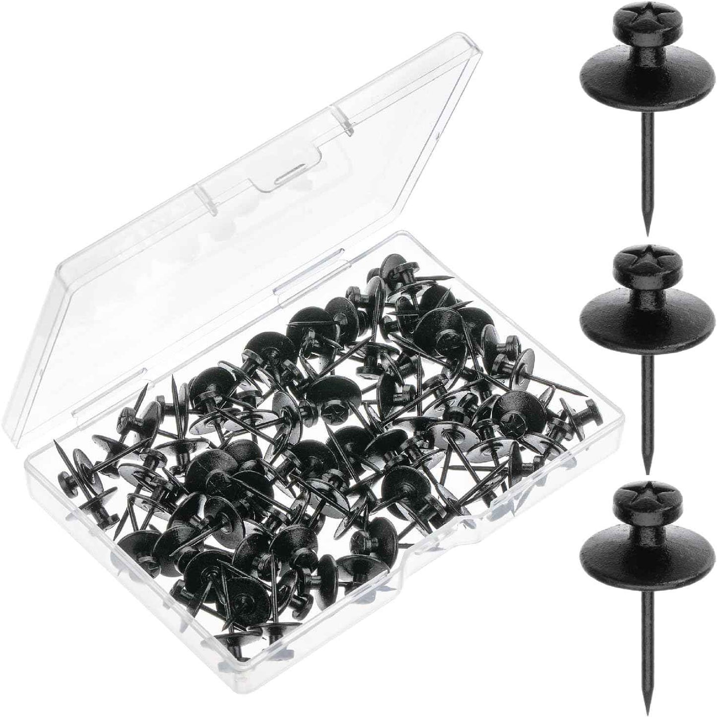 Mr. Pen- Double Headed Picture Hanging Nails, 50 Pack, Black, Push Pins for Wall