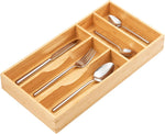 Bamboo kitchen drawer organizer for small drawers, 9 inch silverware tray holder
