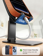 Lamicall Ultra-Thin Phone Stand for Desk, Height Adjustable, Sturdy Weighted Base, Thick Case Friendly