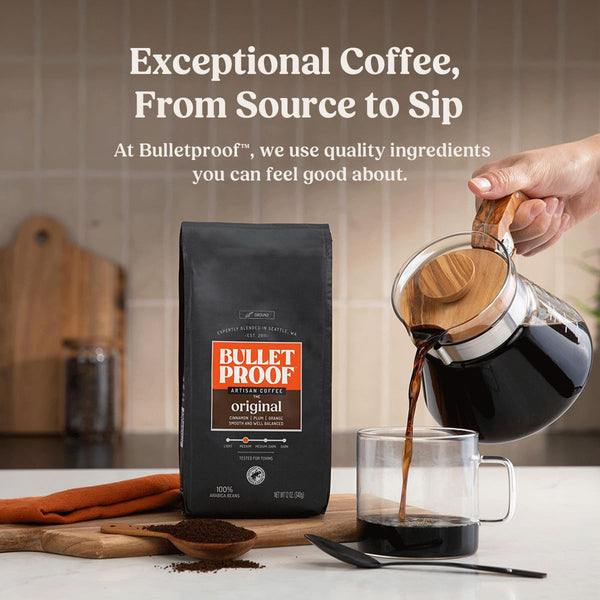 Bulletproof Original Medium Roast 100% Arabica Ground Coffee 12 Ounces Sustainably Sourced