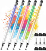 Bopomofo Stylus (5 Pcs), 2-in-1 Stylus Pen for Touch Screen, High Precision and Sensitivity, Suitable for iPhone/ipad/Android Tablets, Compatible with Touch Screens (Black/White/Blue/Rose Gold/Silver)