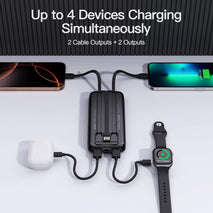 2026 2-Pack 10000mAh Portable Charger with Built in Cables, Travel Essential Battery Pack, 4 Outputs 2 Inputs Slim Power Bank with Cord Wires for iPhone 17/16/15/14, Samsung Galaxy S23/22, Pixel etc