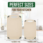2-Piece Reversible Cutting Board Set Made with Natural Wheat Straw Fiber