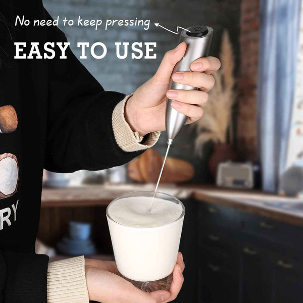 SIMPLETaste Battery-Operated Electric Milk Frother, Drink Mixer with Stainless Steel Whisk and Stand for Cappuccino, Bulletproof Coffee, Latte