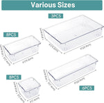 Clear Plastic Drawer Organizer Set for Desk, Kitchen, Bedroom, Bathroom, Office