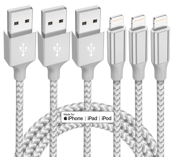iphone 3 pack 10ft lightning nylon braided apple mfi certified fast charging cord