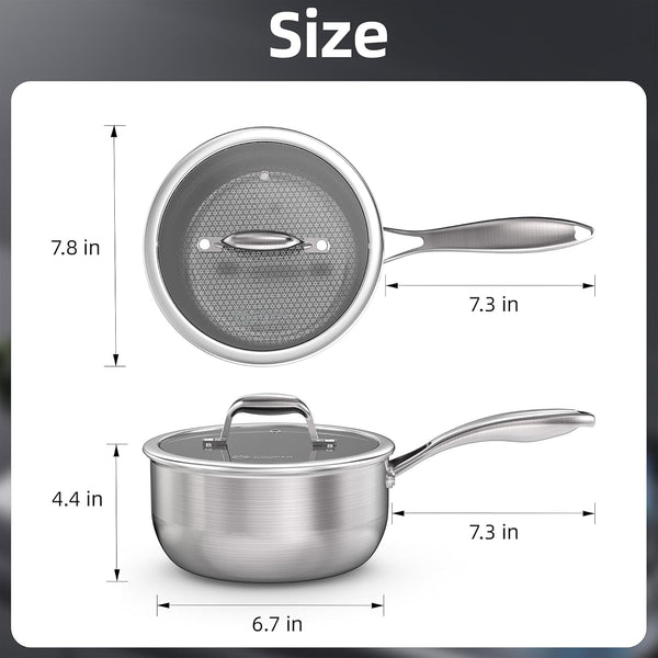 3 quart stainless steel saucepan with lid for all stovetops