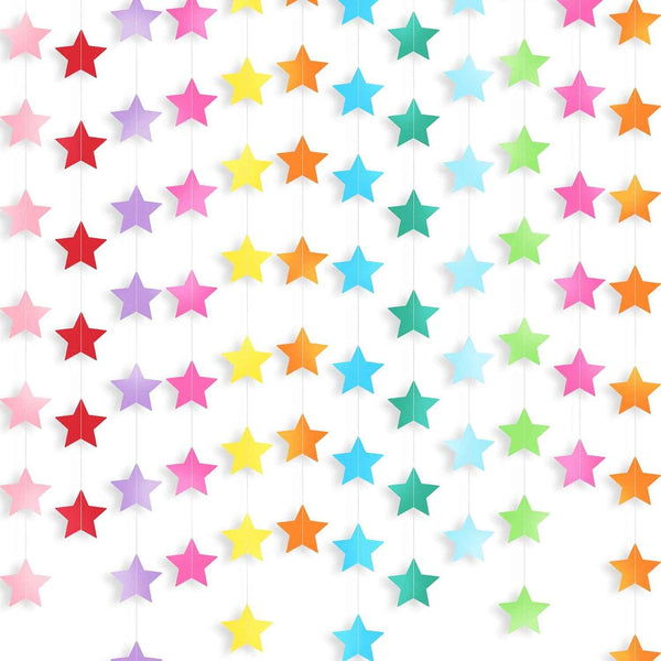 Patelai Glitter Star Garland Banner Christmas Decor 130 Feet Star Hanging Bunting Banner Twinkle Backdrop for Homecoming Classroom Wedding Birthday Halloween Party Supplies(Gold)