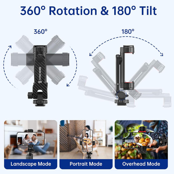 Universal Smartphone Tripod Mount with 360° Rotation and 180° Tilt