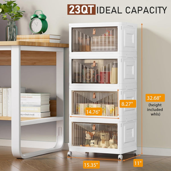 4-tier storage bins with lids for home office and dorm use