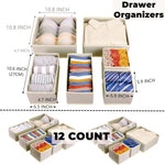 12 pack drawer organizers for clothing storage and organization
