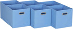 Household Essentials Foldable Fabric Storage Bins 6 Piece Set, Strong Poly-Woven Fabric, Sturdy Chipboard Sides, Grommet Front Handle, Stackable and Foldable, Classic Design, Black